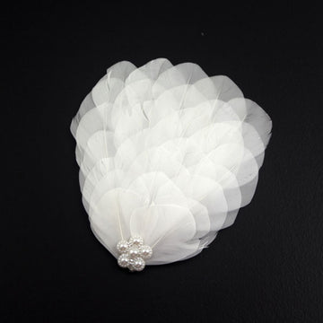 White Feather Bridal Hairband Kit Removable Adjustable